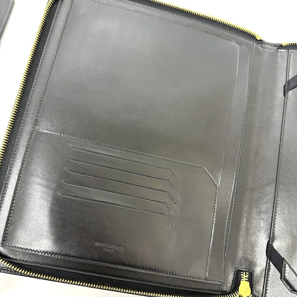 SAINT LAURENT PARIS 326604 ロゴ iPadケース レザー メンズ ブラック - brandshop-reference