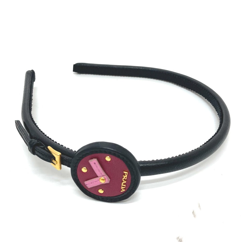 PRADA 7WN ウィッチモチーフ ヘアアクセサリー アクセサリー 小物 カチューシャ レザー レディース ブラック - brandshop-reference