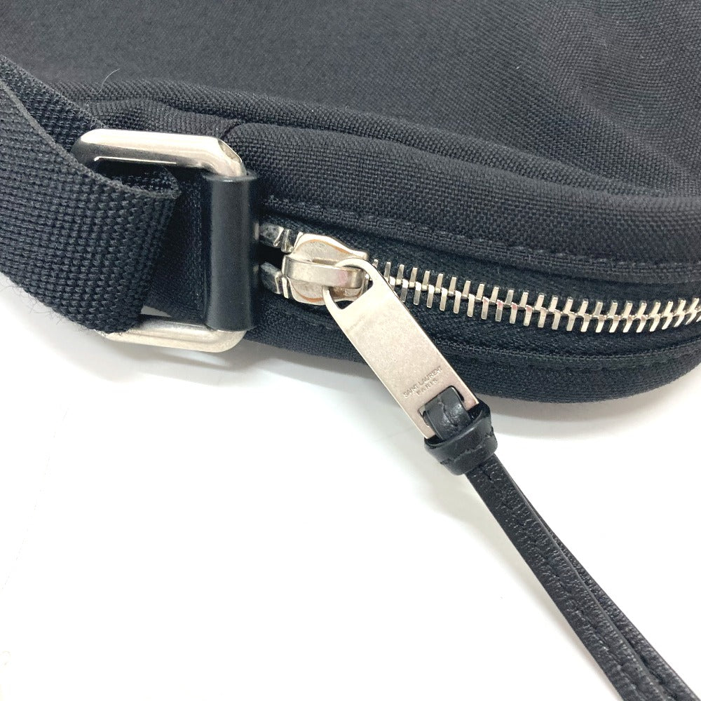 SAINT LAURENT PARIS ロゴ プレート ショルダーバック 肩掛けバック 斜め掛けバック 鞄 バック ショルダーバッグ キャンバス/レザー レディース ブラック - brandshop-reference