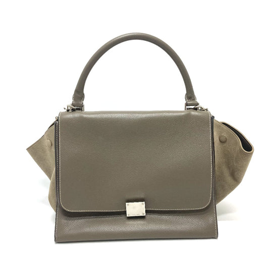CELINE Trapeze 2-Way Handbag, Leather, Brown, Women's