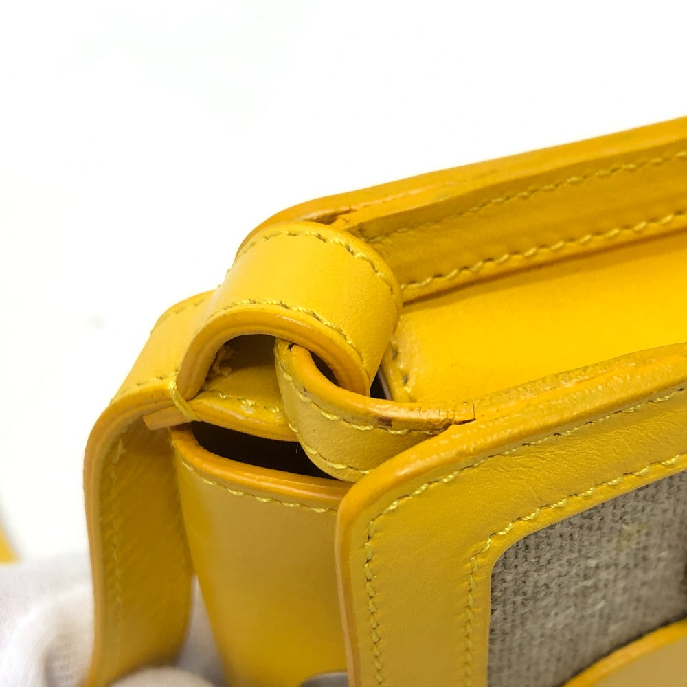 CELINE flour Pochette Shoulder Bag Leather/Canvas Yellow / Beige/SilverHardware Used