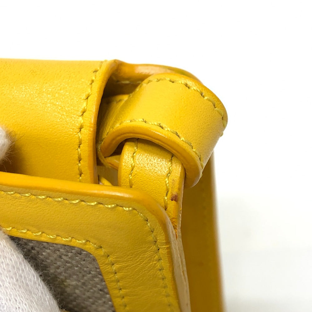 CELINE flour Pochette Shoulder Bag Leather/Canvas Yellow / Beige/SilverHardware Used