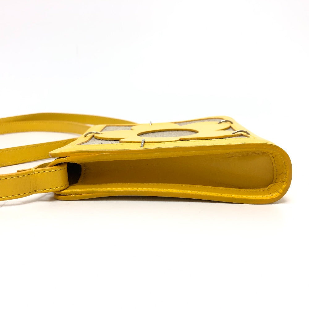 CELINE flour Pochette Shoulder Bag Leather/Canvas Yellow / Beige/SilverHardware Used