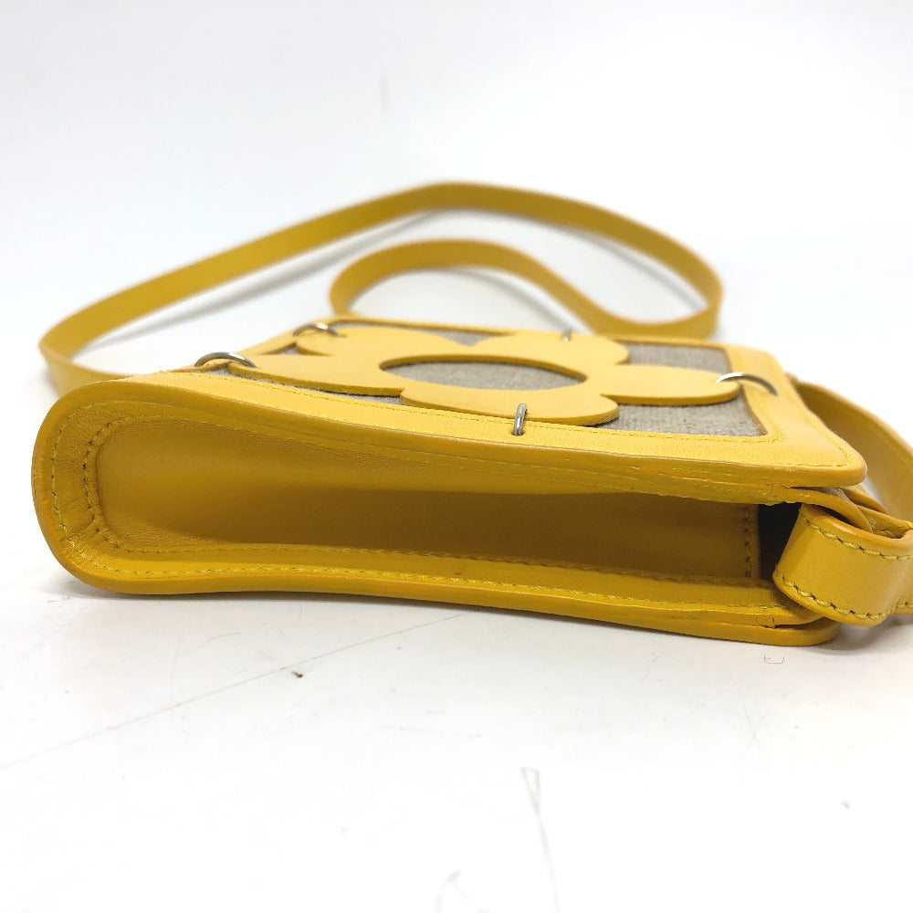 CELINE flour Pochette Shoulder Bag Leather/Canvas Yellow / Beige/SilverHardware Used