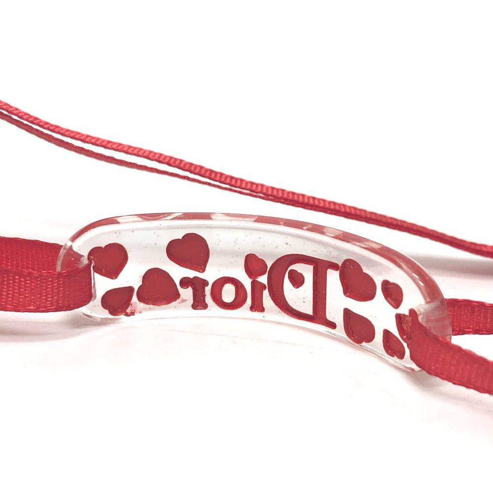 Dior ロゴ ハート プレート アクセサリー 首輪 首飾り チョーカー プラスチック レディース クリア×レッド