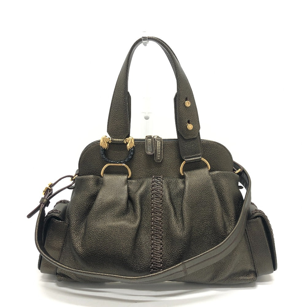 BVLGARI レオーニ カバン 2WAY ハンドバッグ ショルダーバッグ 斜め掛け トートバッグ レザー レディース ブロンズ