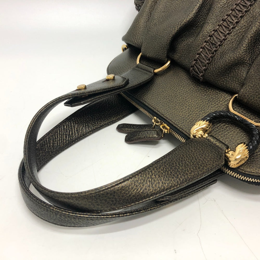BVLGARI レオーニ カバン 2WAY ハンドバッグ ショルダーバッグ 斜め掛け トートバッグ レザー レディース ブロンズ