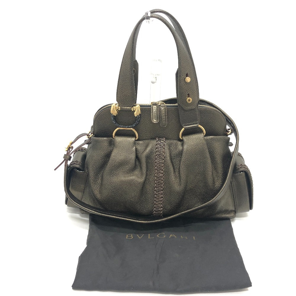 BVLGARI レオーニ カバン 2WAY ハンドバッグ ショルダーバッグ 斜め掛け トートバッグ レザー レディース ブロンズ