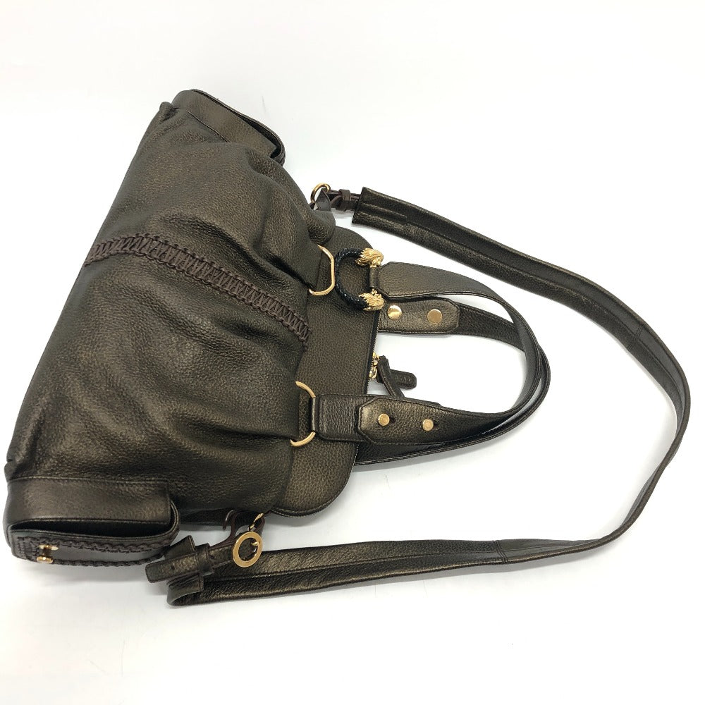 BVLGARI レオーニ カバン 2WAY ハンドバッグ ショルダーバッグ 斜め掛け トートバッグ レザー レディース ブロンズ