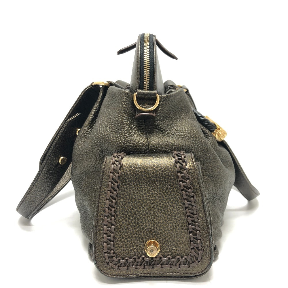 BVLGARI レオーニ カバン 2WAY ハンドバッグ ショルダーバッグ 斜め掛け トートバッグ レザー レディース ブロンズ