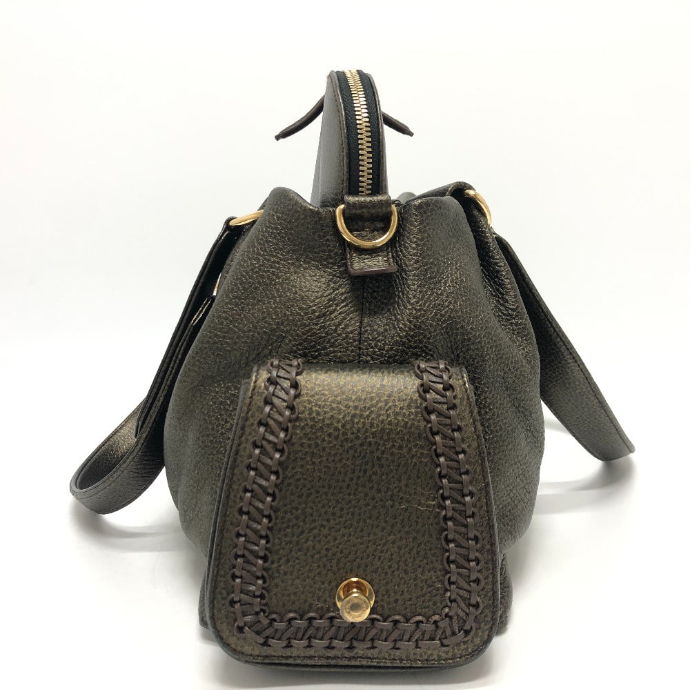 BVLGARI レオーニ カバン 2WAY ハンドバッグ ショルダーバッグ 斜め掛け トートバッグ レザー レディース ブロンズ