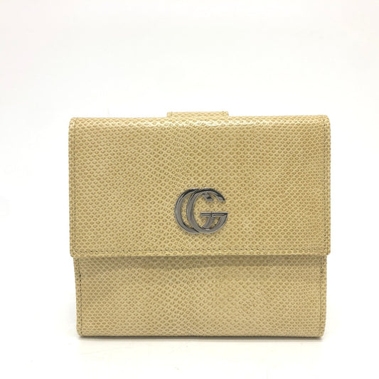 GUCCI GGマーモント ロゴ Ｗホック 二つ折り財布 コンパクトウォレット 2つ折り財布 レザー レディース ベージュ