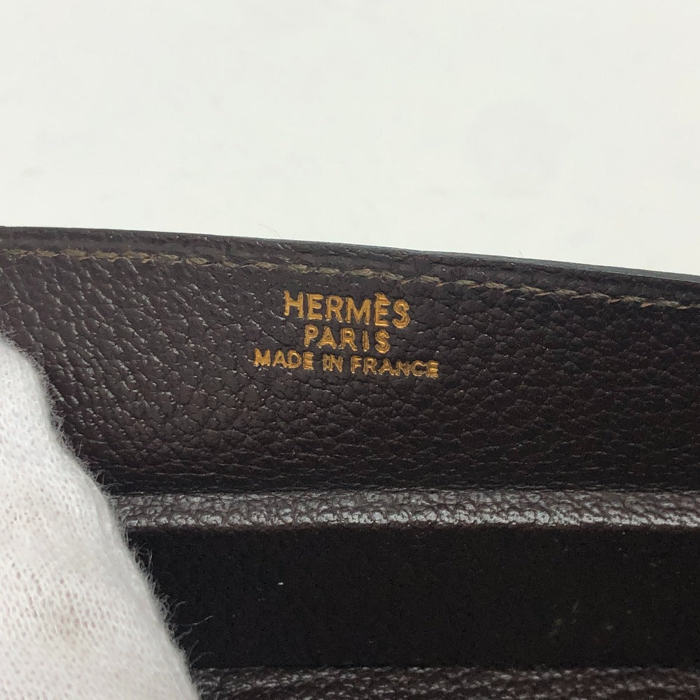 HERMES ドゴン セリエ BOX カバン 小物入れ スクエアクラッチ ミニバッグ パーティーバッグ ポーチ ボックスカーフ レディース ブラウン