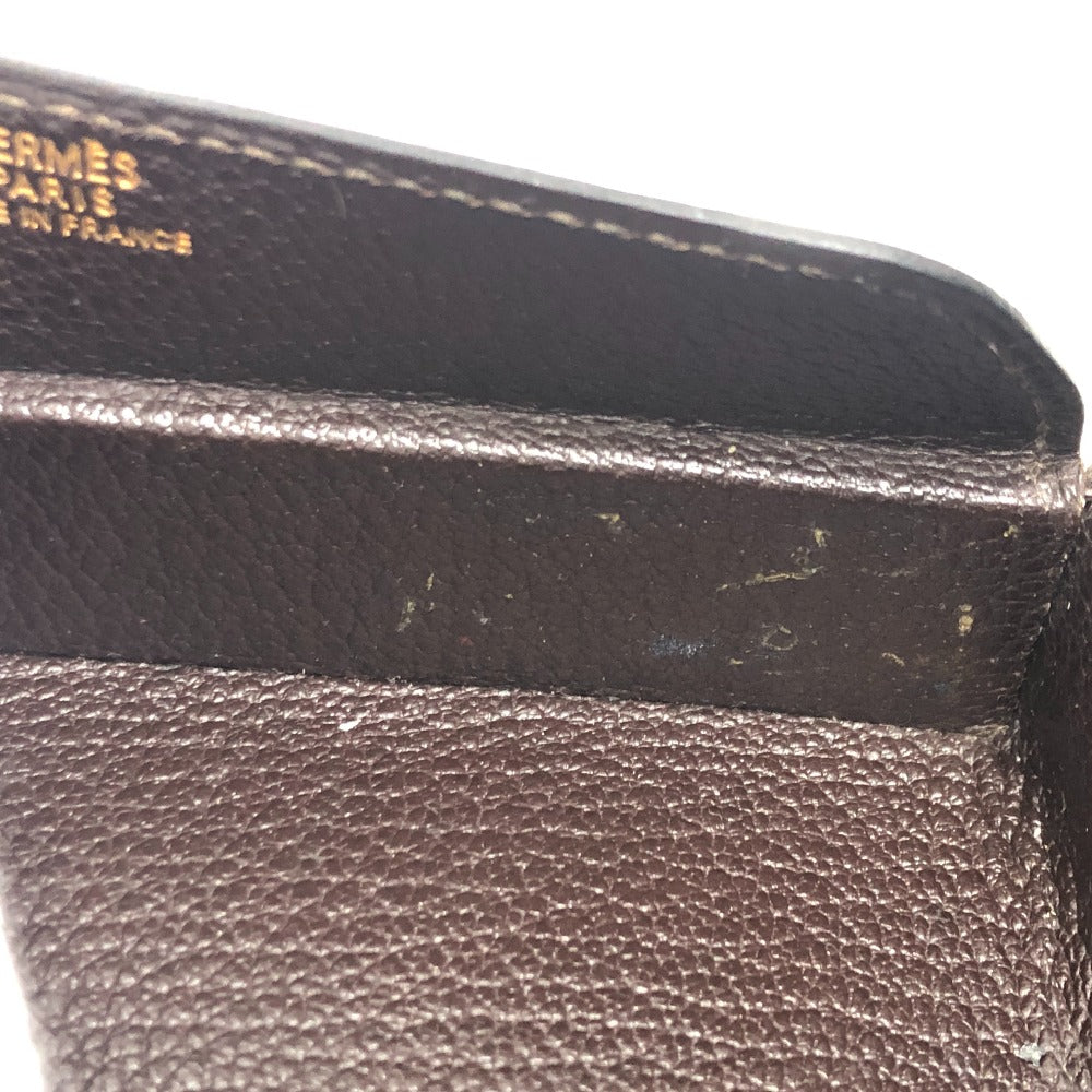 HERMES ドゴン セリエ BOX カバン 小物入れ スクエアクラッチ ミニバッグ パーティーバッグ ポーチ ボックスカーフ レディース ブラウン