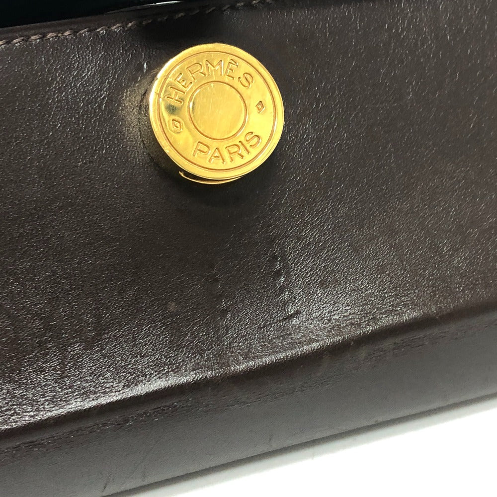 HERMES ドゴン セリエ BOX カバン 小物入れ スクエアクラッチ ミニバッグ パーティーバッグ ポーチ ボックスカーフ レディース ブラウン