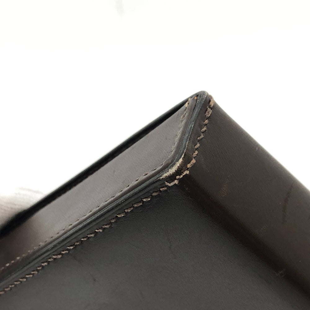 HERMES ドゴン セリエ BOX カバン 小物入れ スクエアクラッチ ミニバッグ パーティーバッグ ポーチ ボックスカーフ レディース ブラウン