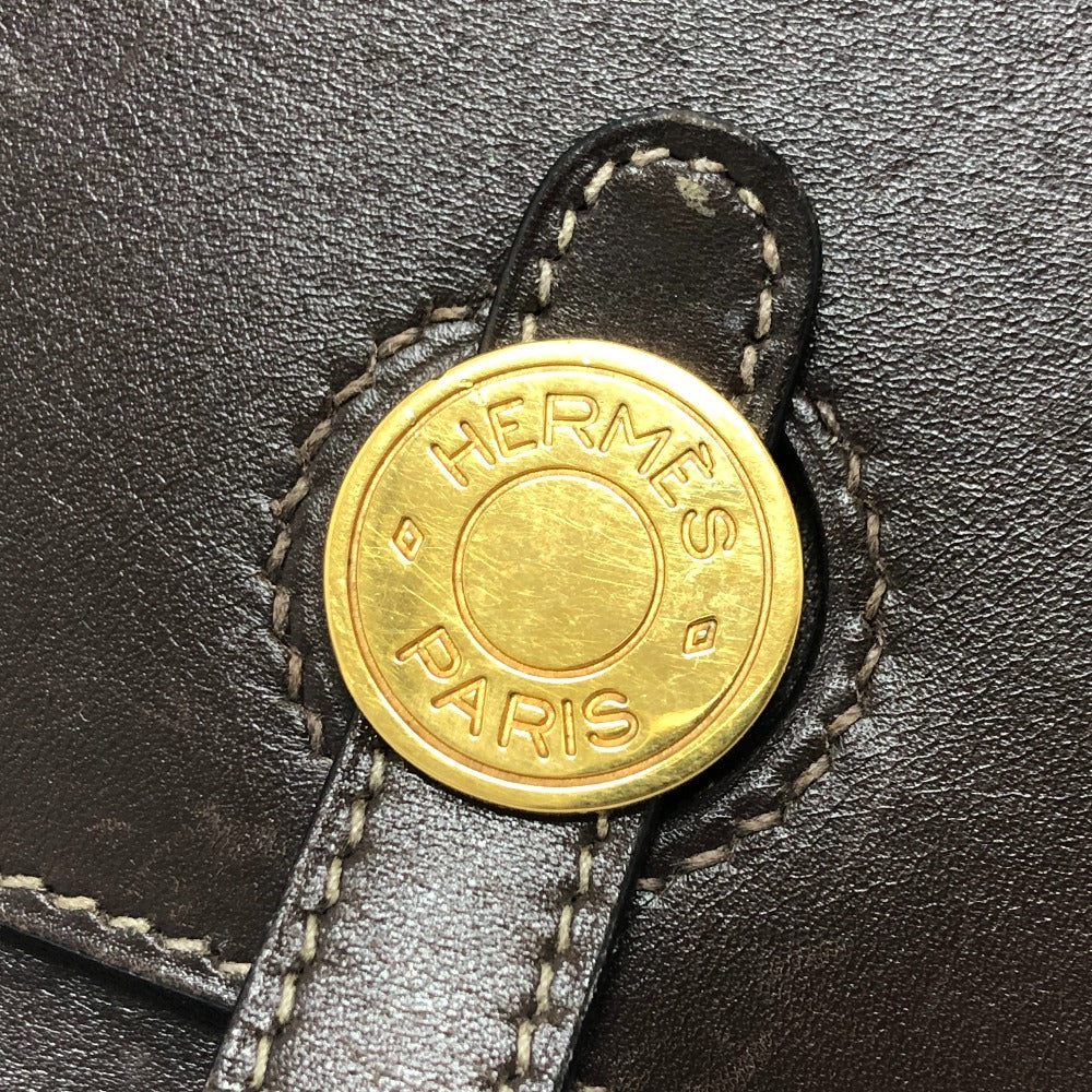 HERMES ドゴン セリエ BOX カバン 小物入れ スクエアクラッチ ミニバッグ パーティーバッグ ポーチ ボックスカーフ レディース ブラウン
