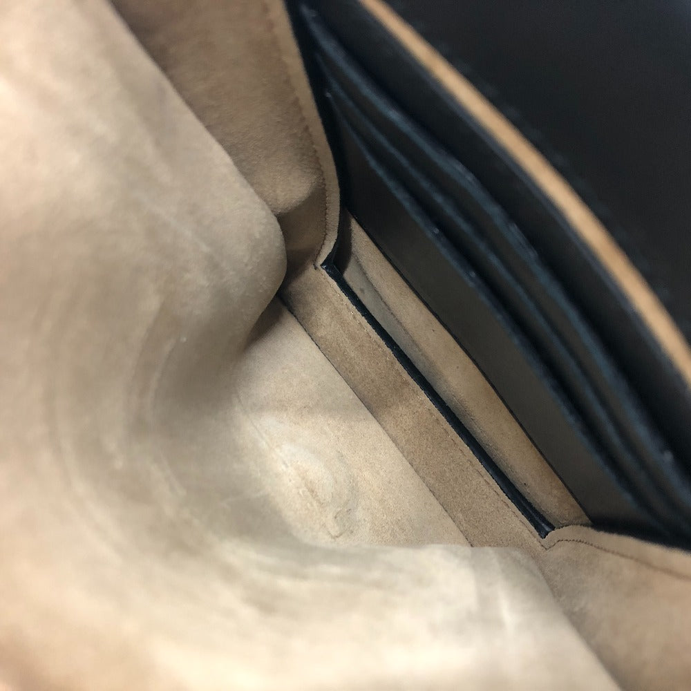 LOEWE ロゴ ガゼットフラット クロスボディ ポシェット ショルダーバッグ レザー レディース ブラック