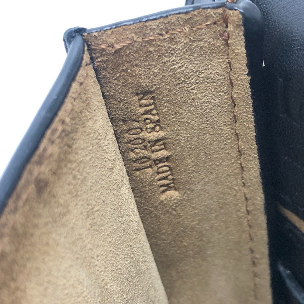 LOEWE ロゴ ガゼットフラット クロスボディ ポシェット ショルダーバッグ レザー レディース ブラック
