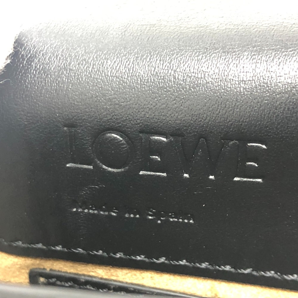 LOEWE ロゴ ガゼットフラット クロスボディ ポシェット ショルダーバッグ レザー レディース ブラック