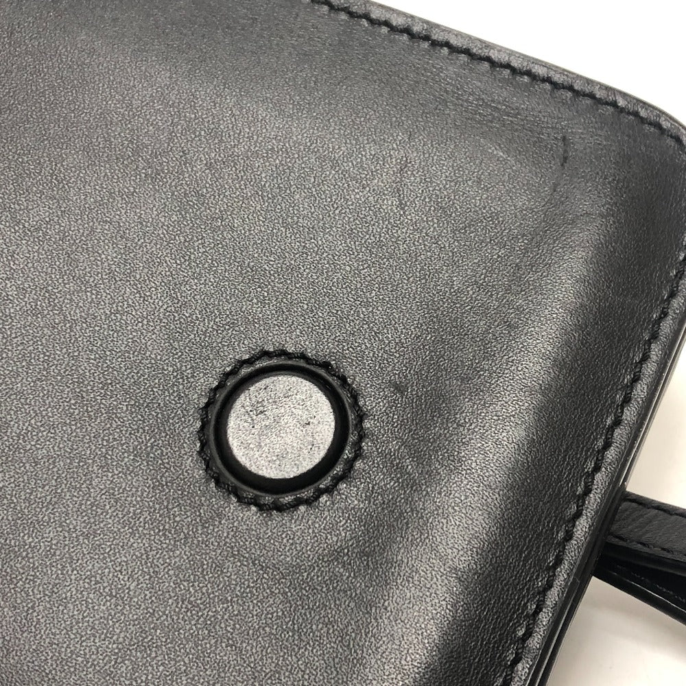 LOEWE ロゴ ガゼットフラット クロスボディ ポシェット ショルダーバッグ レザー レディース ブラック