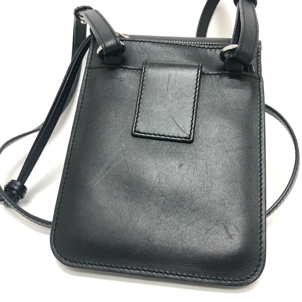 LOEWE ロゴ ガゼットフラット クロスボディ ポシェット ショルダーバッグ レザー レディース ブラック