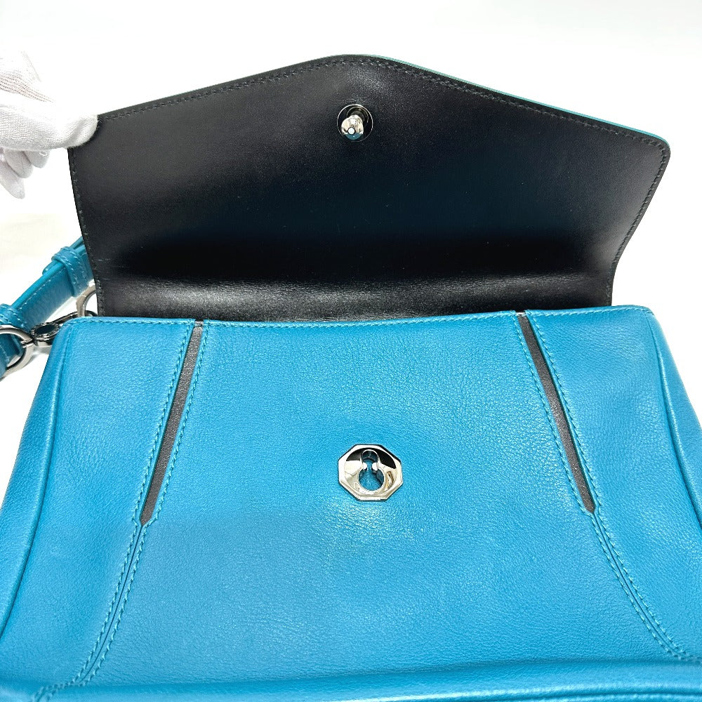 BVLGARI 38639 フラップ 2WAYバッグ カバン バッグ ハンドバック ハンドバッグ レザー レディース ターコイズブルー