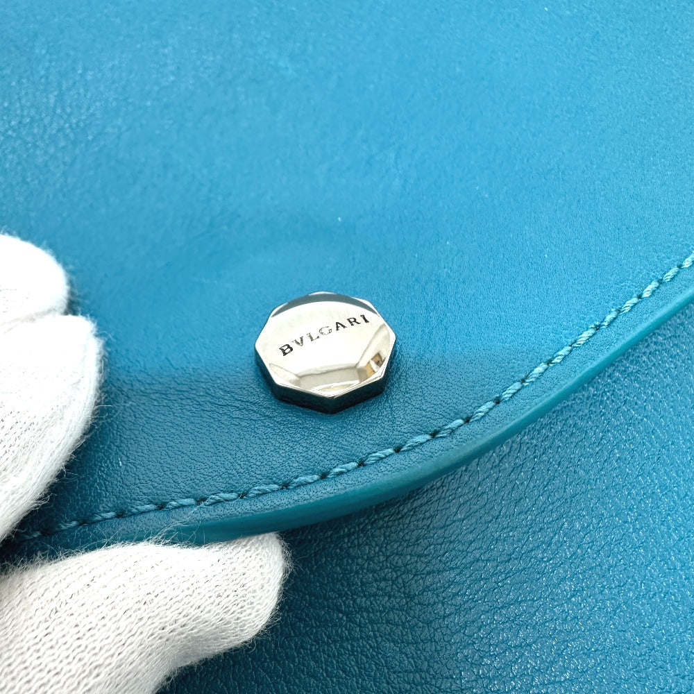 BVLGARI 38639 フラップ 2WAYバッグ カバン バッグ ハンドバック ハンドバッグ レザー レディース ターコイズブルー
