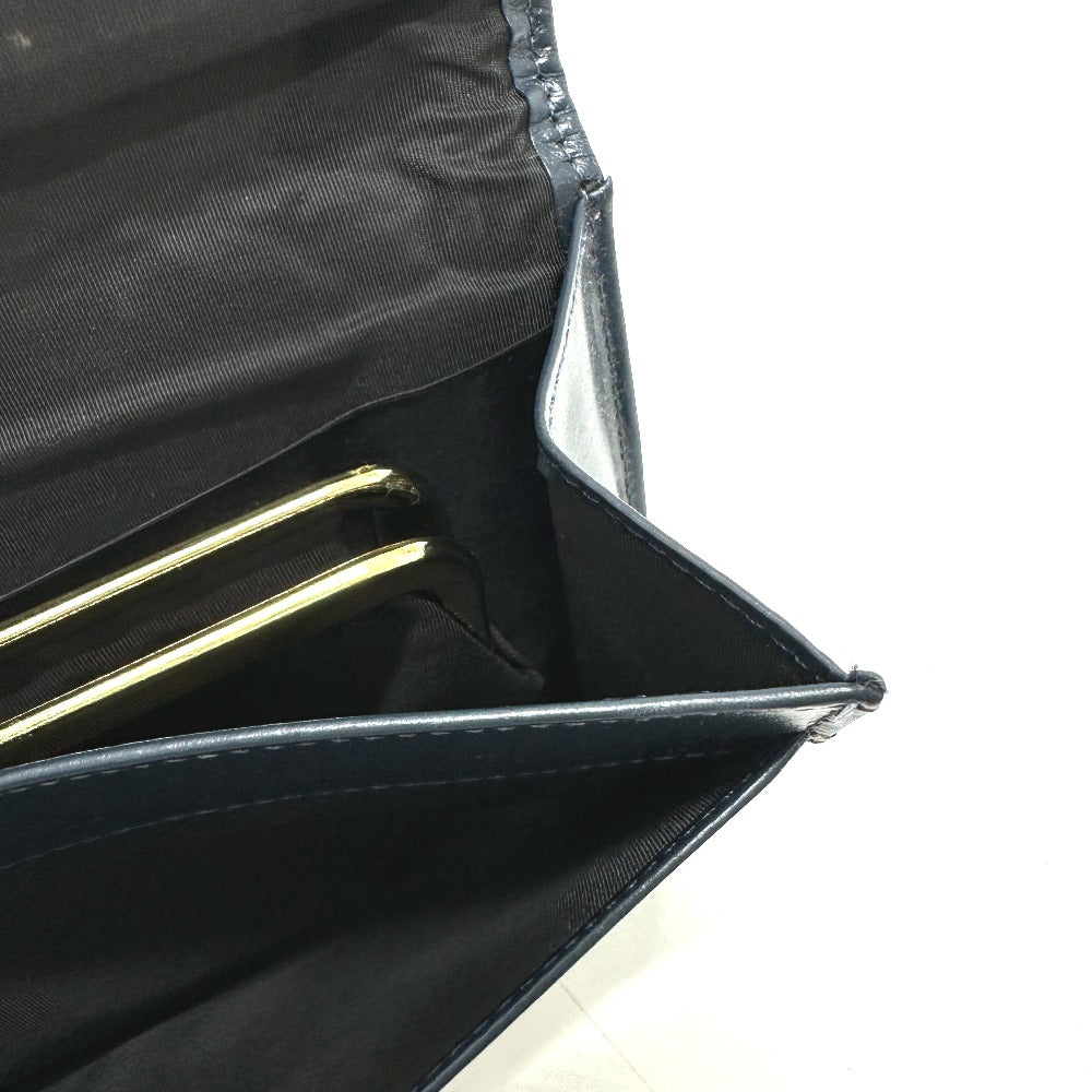 Dior トロッター ジャガード ヴィンテージ フラップ ロングウォレット がま口 長財布 ジャガード レディース ネイビー
