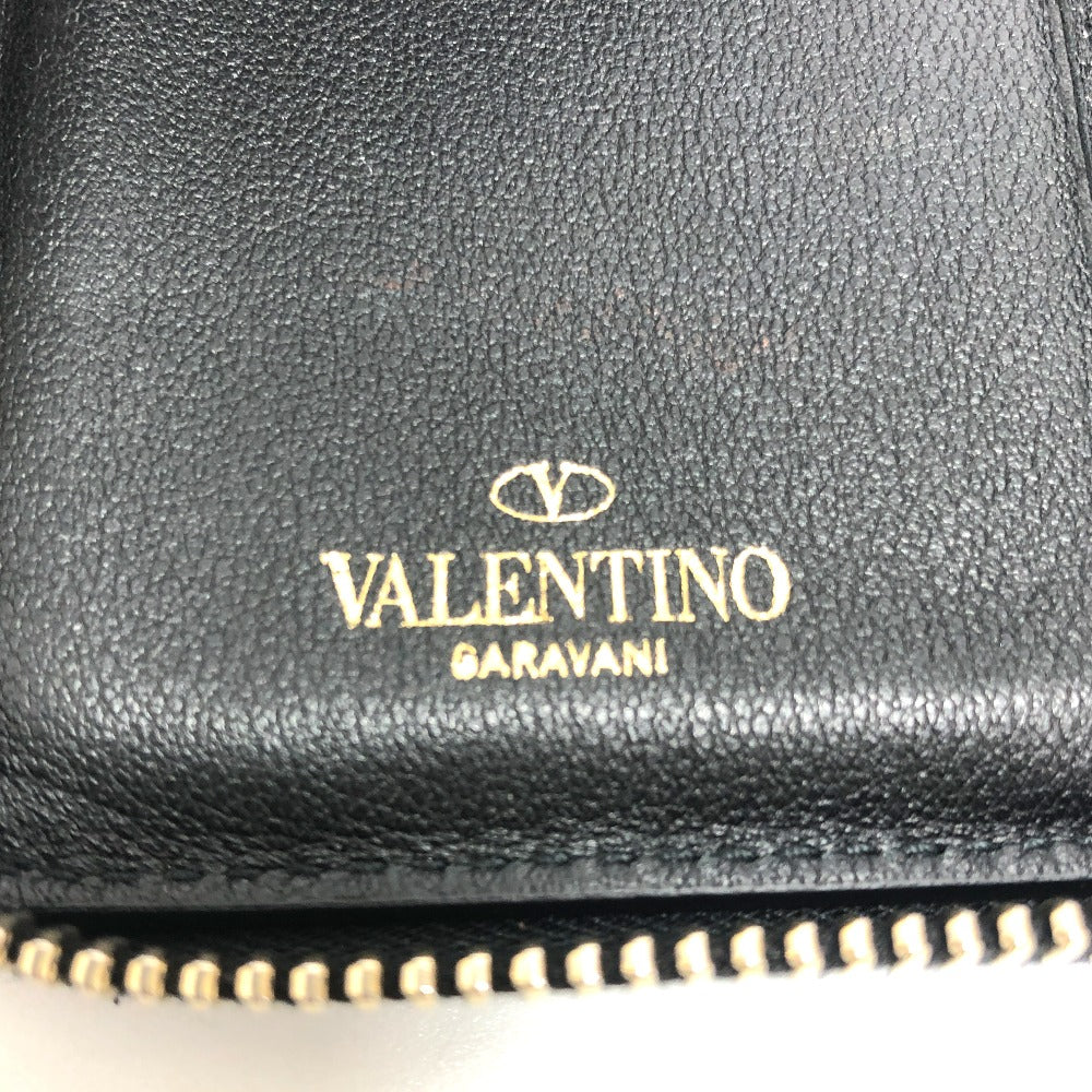 VALENTINO Ｖロゴ 二つ折り財布 ミドルウォレット 小物 2つ折り財布 レザー ユニセックス ブラック