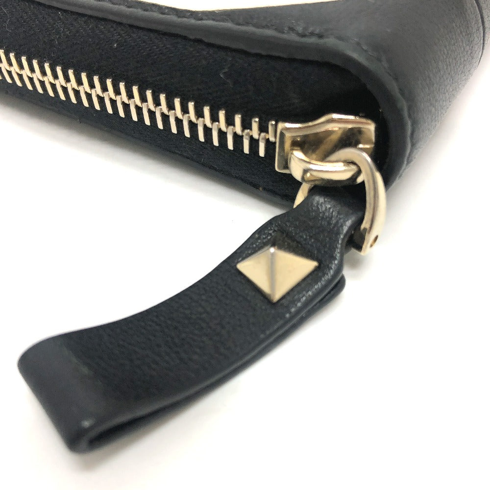 VALENTINO Ｖロゴ 二つ折り財布 ミドルウォレット 小物 2つ折り財布 レザー ユニセックス ブラック
