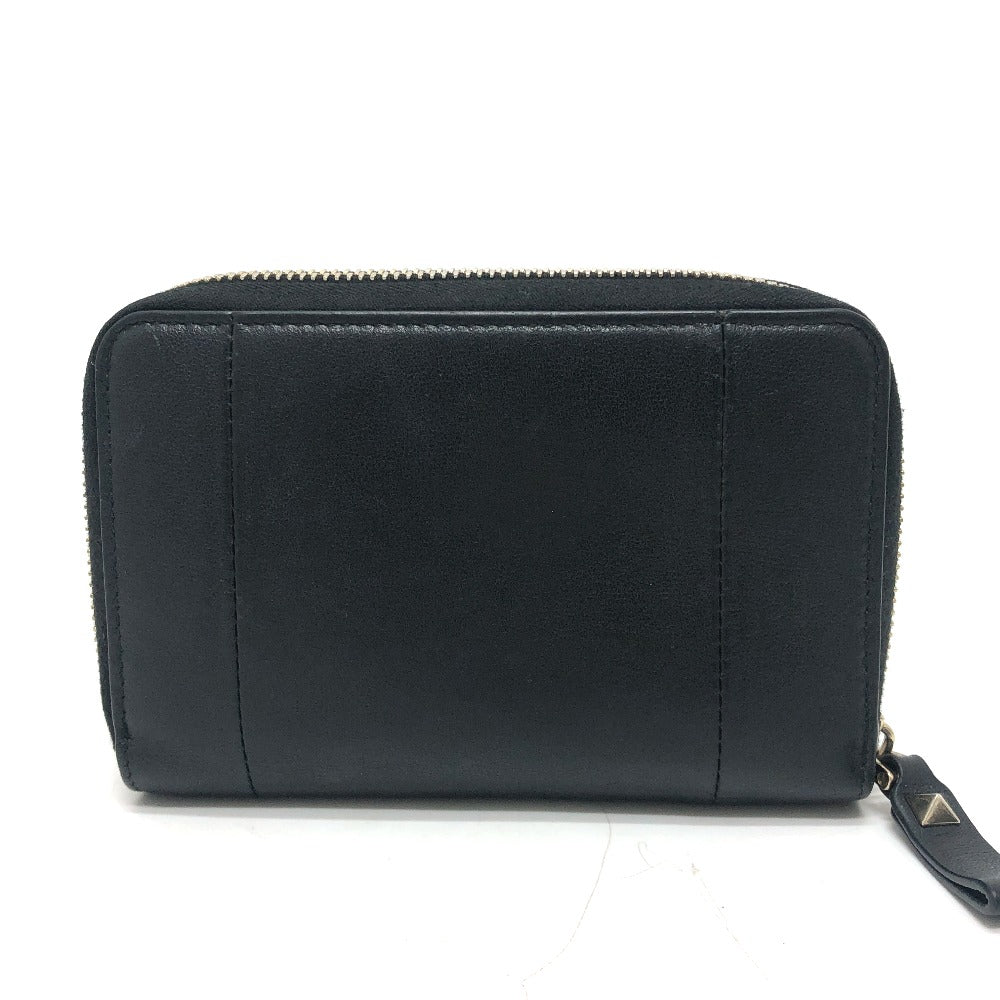 VALENTINO Ｖロゴ 二つ折り財布 ミドルウォレット 小物 2つ折り財布 レザー ユニセックス ブラック