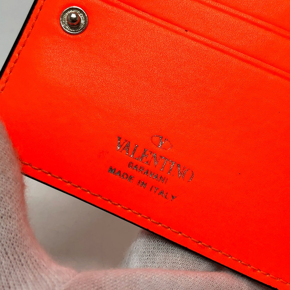 VALENTINO VLTN ロゴ ネックストラップ ウォレット ウォレット 折りたたみ財布 2つ折り財布 レザー レディース オレンジ