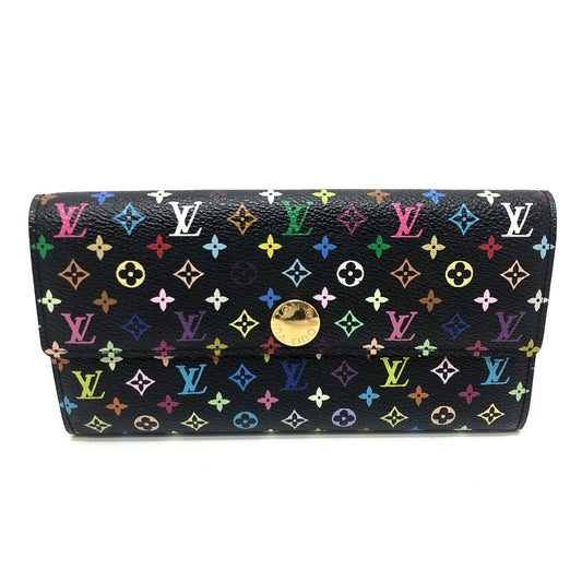 LOUIS VUITTON M93747 ポルトフォイユ サラ 財布 ウォレット フラップ 長財布 モノグラムマルチカラーキャンバス レディース ブラック