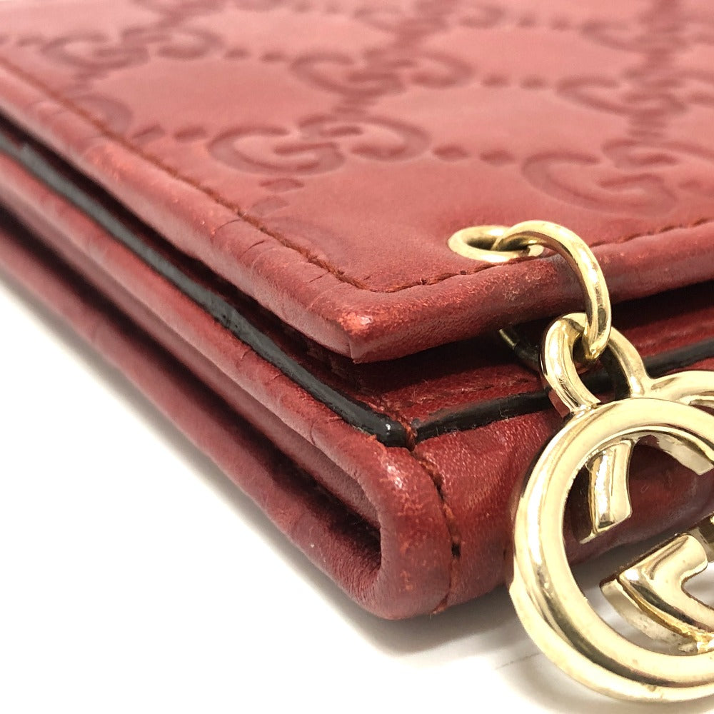 GUCCI 212109 GG シマライン 財布 ウォレット フラップ 長財布 シマレザー レディース レッド