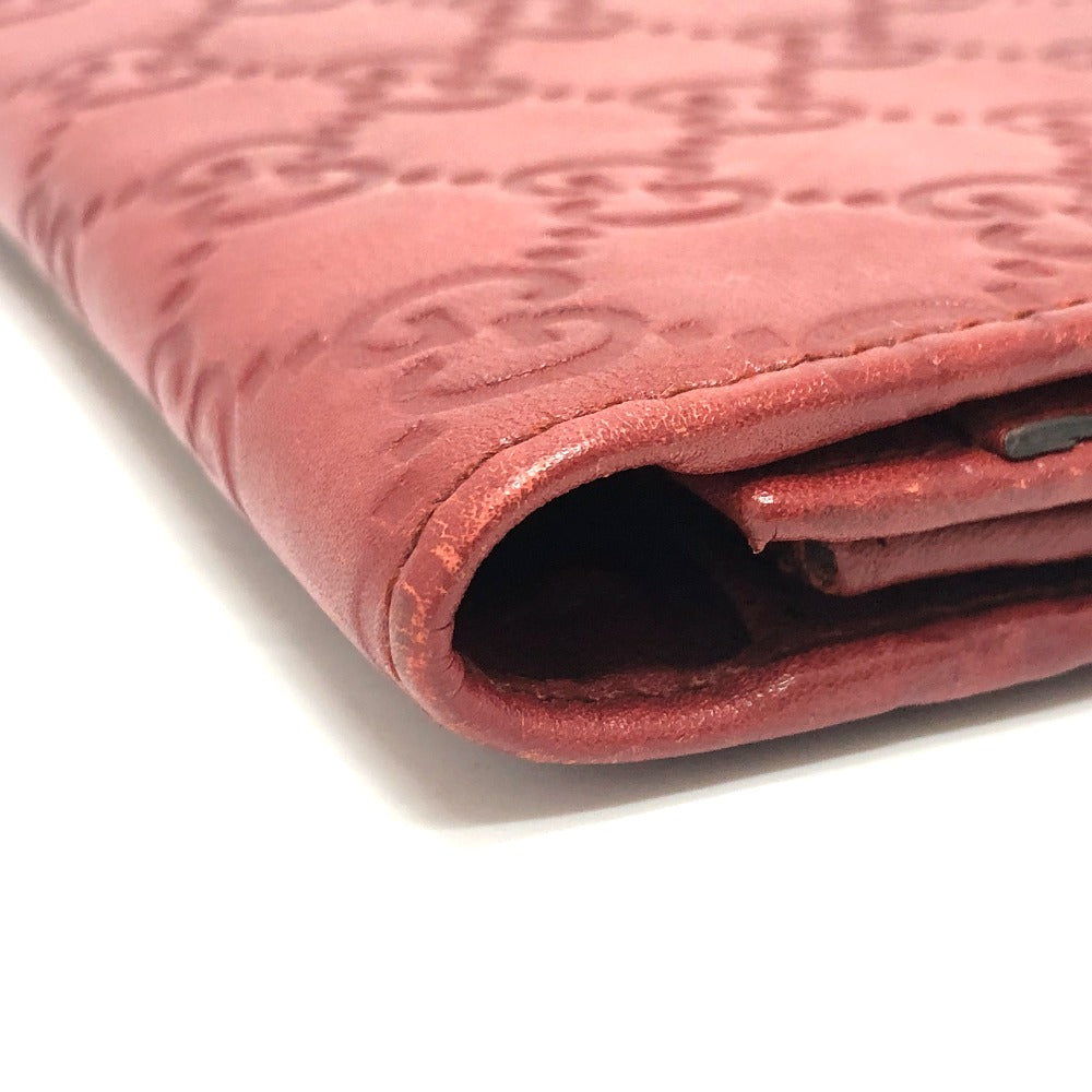 GUCCI 212109 GG シマライン 財布 ウォレット フラップ 長財布 シマレザー レディース レッド