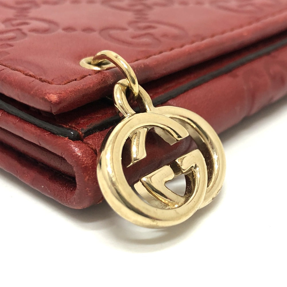 GUCCI 212109 GG シマライン 財布 ウォレット フラップ 長財布 シマレザー レディース レッド
