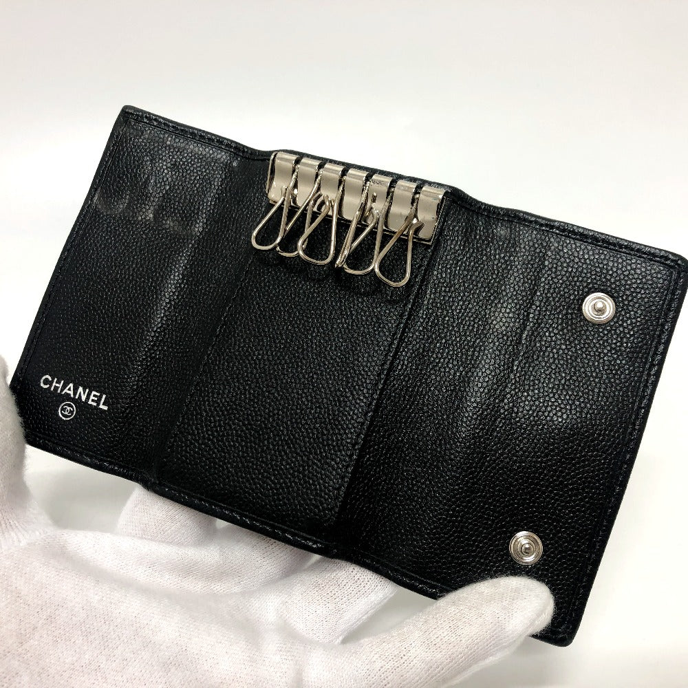 CHANEL ブリリアント ココマーク 6連 鍵 キーケース ソフトキャビアスキン レディース ブラック