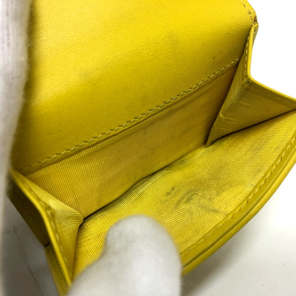 Dior レディディオール カナージュ ロータスウォレット コンパクトウォレット 財布 ウォレット 3つ折り財布 レザー レディース イエロー ゴールド金具