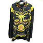 HERMES Vintage Twill Reine Apparel Long Sleeve Shirt, Silk, Women's, Black and Gold