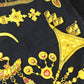 HERMES Vintage Twill Reine Apparel Long Sleeve Shirt, Silk, Women's, Black and Gold