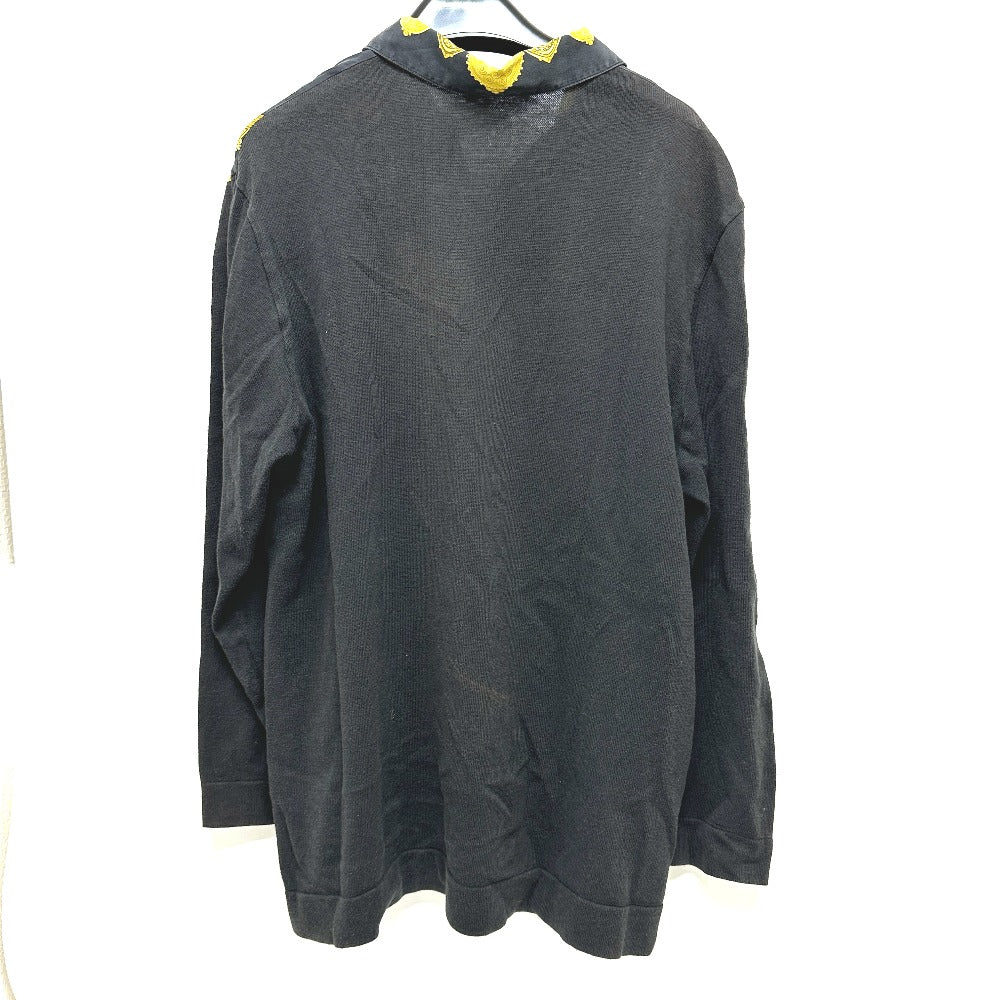 HERMES Vintage Twill Reine Apparel Long Sleeve Shirt, Silk, Women's, Black and Gold