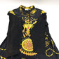HERMES Vintage Twill Reine Apparel Long Sleeve Shirt, Silk, Women's, Black and Gold