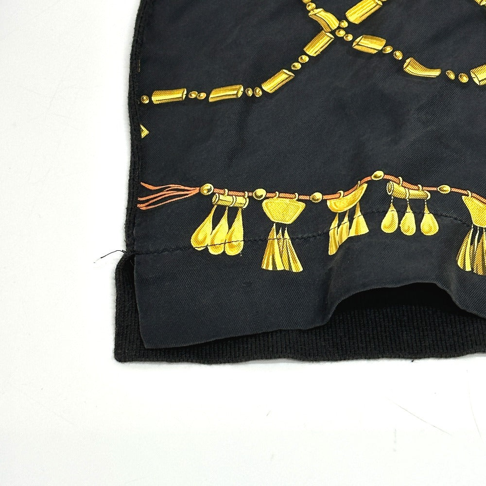 HERMES Vintage Twill Reine Apparel Long Sleeve Shirt, Silk, Women's, Black and Gold