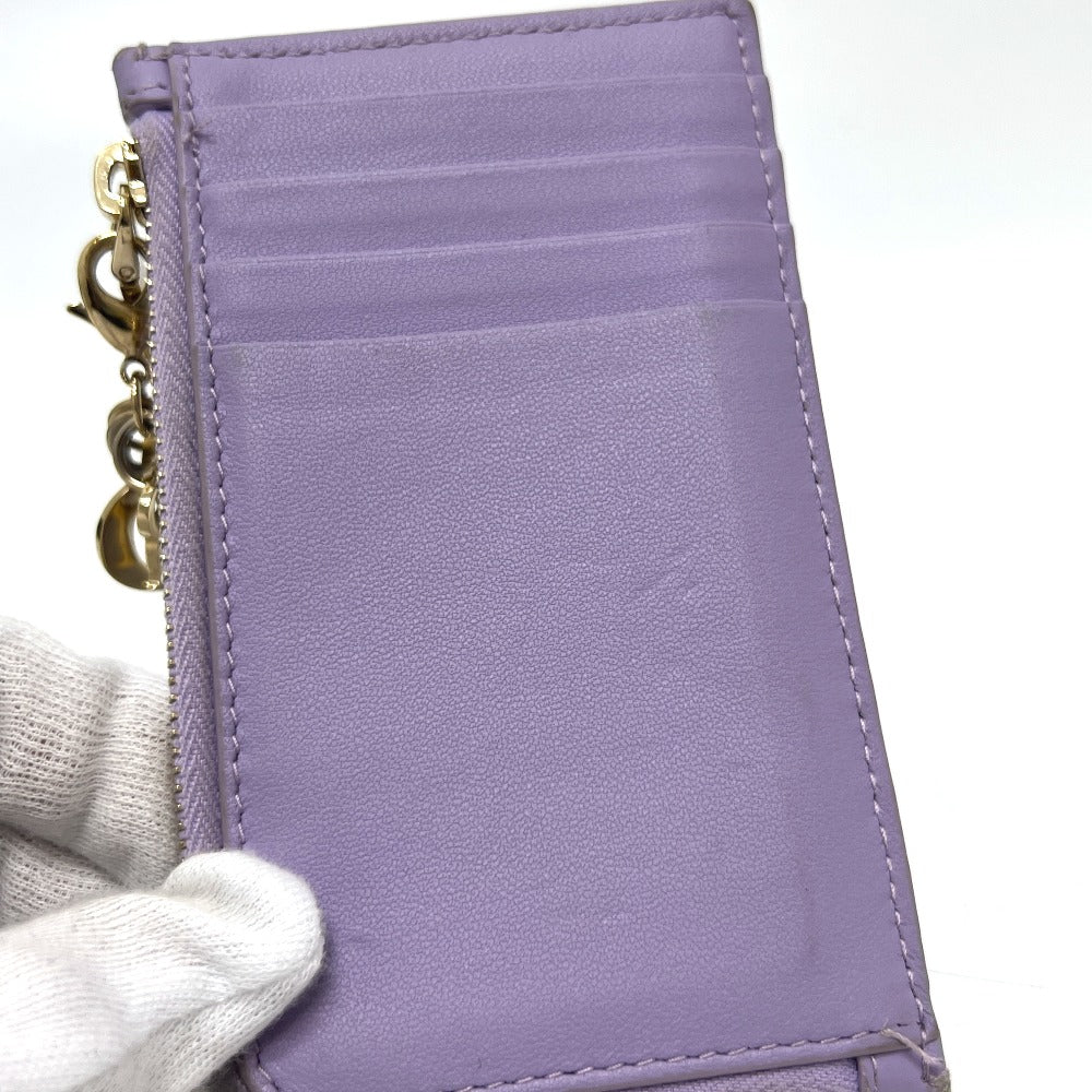 Dior S0965ONMJ Lady Dior Cosmos Zip Card Case/Coin Case Leather Women's Purple
