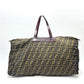 FENDI Zucca pattern foldable tote bag in leather/canvas, brown, for women