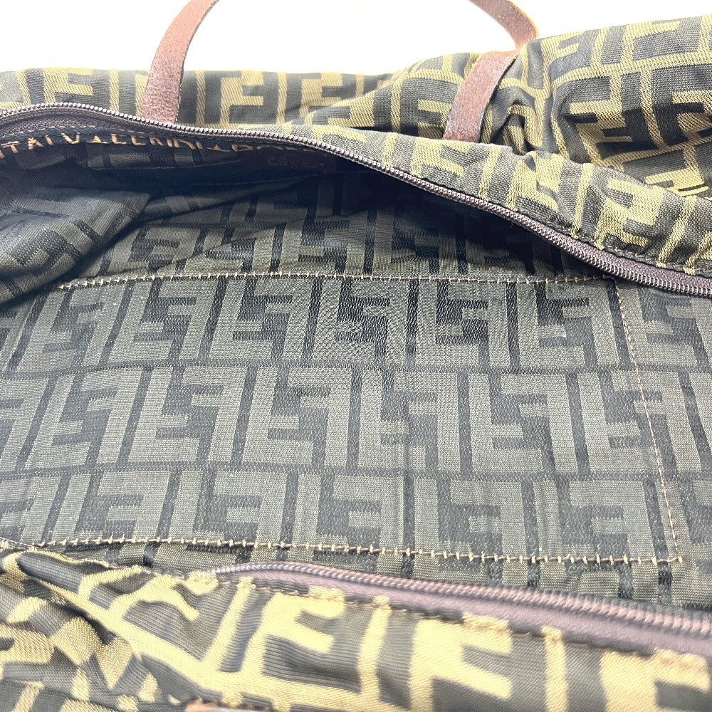 FENDI Zucca pattern foldable tote bag in leather/canvas, brown, for women