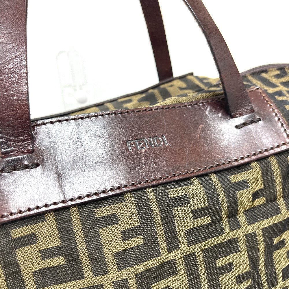FENDI Zucca pattern foldable tote bag in leather/canvas, brown, for women