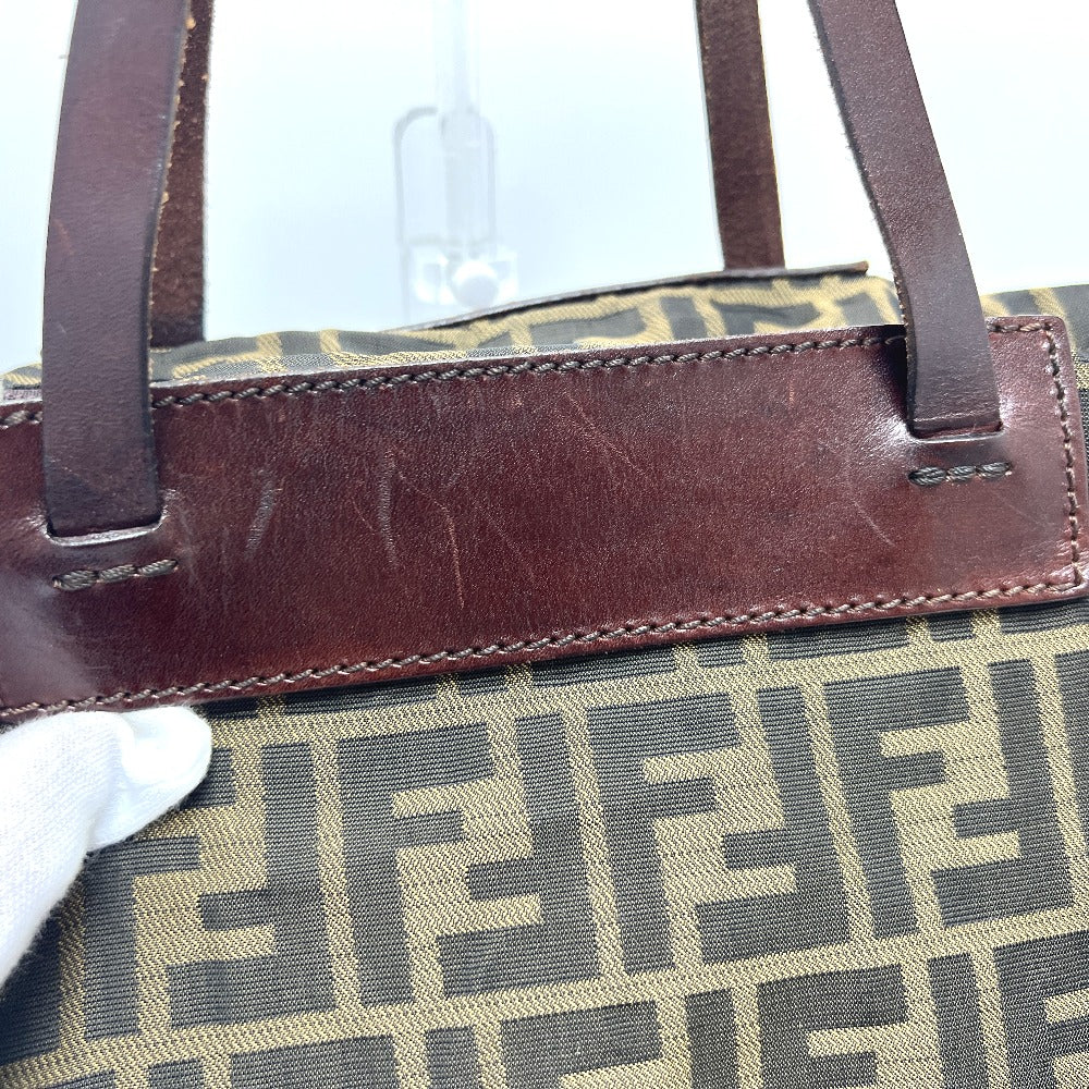 FENDI Zucca pattern foldable tote bag in leather/canvas, brown, for women