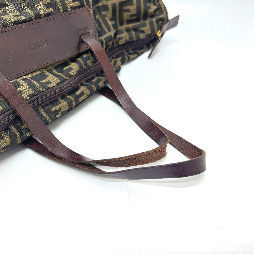 FENDI Zucca pattern foldable tote bag in leather/canvas, brown, for women